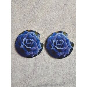 Blue Rose Car Coasters - Absorbent Stone, Cup Holder Coasters,‎ 2-Piece Set